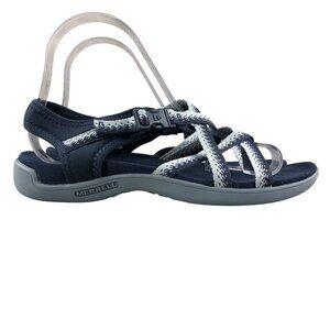 Merrell Women's Size 7 District Muri Lattice Navy Blue Grey Open Toe Sandals